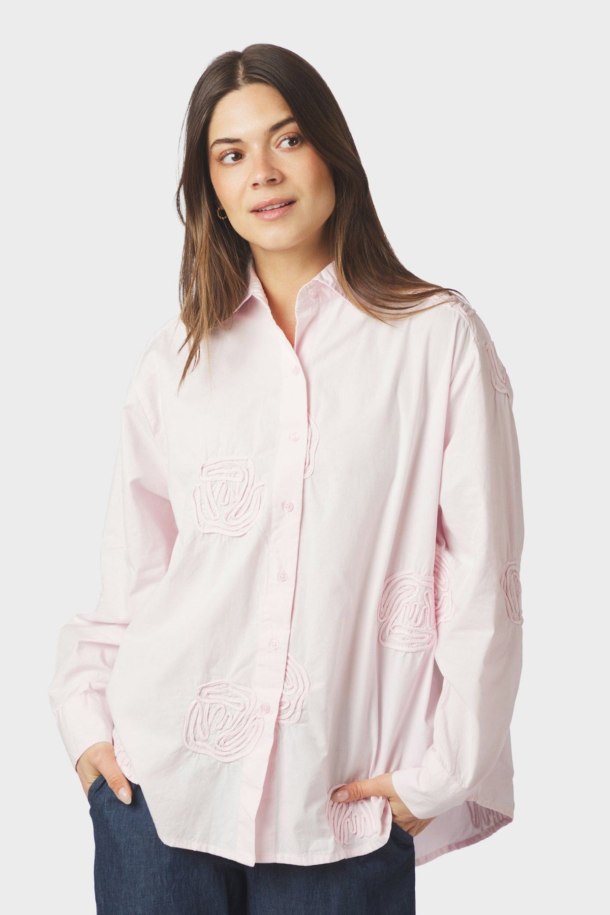 Dalma Dori Emb Shirt LIGHT PINK - 166746