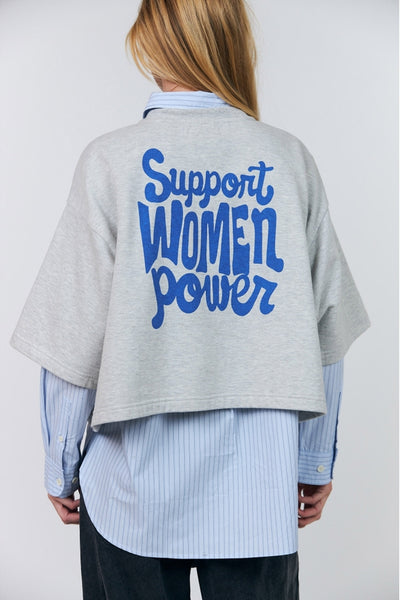 Danll Boxy Sweatshirt 3/4 13 Light Grey Melange - 26426-1079 Thumbnail