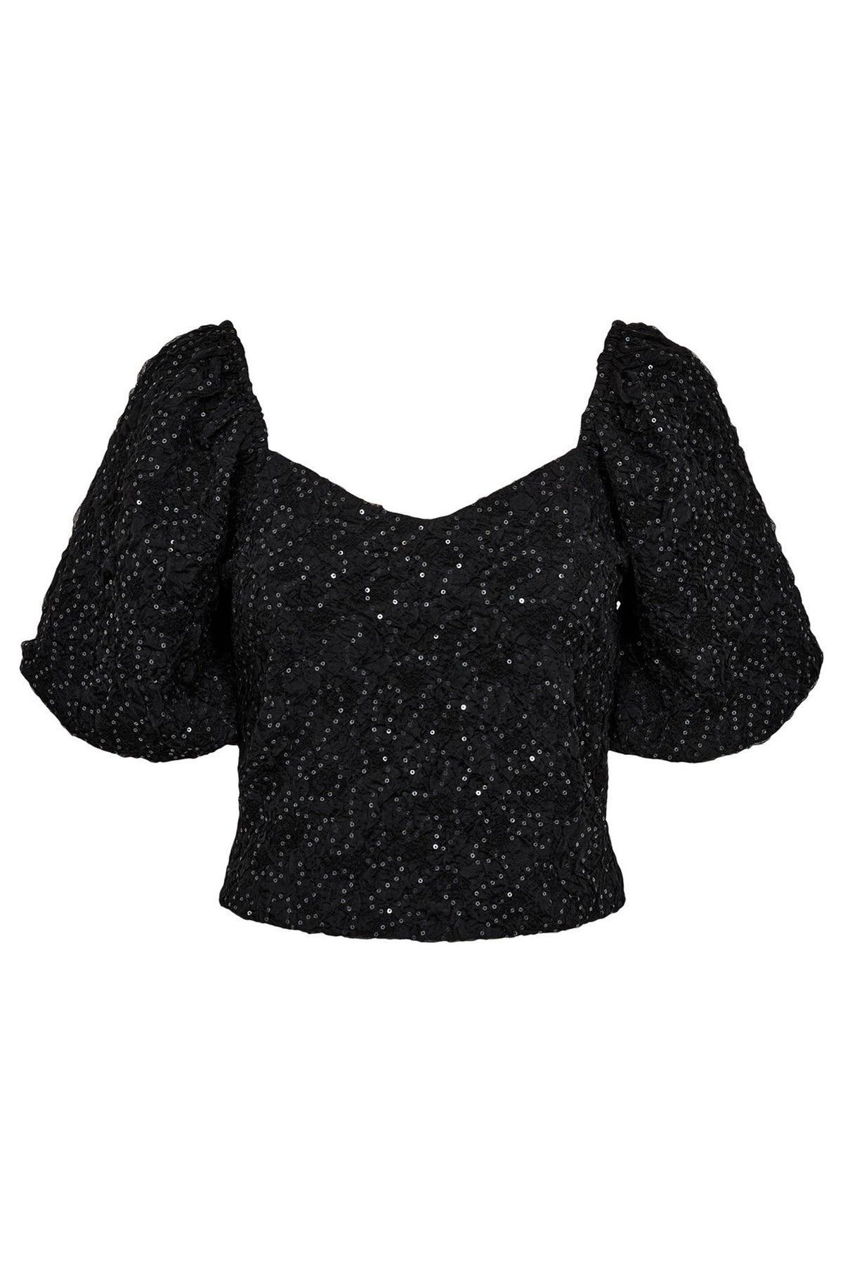 Dazzy Crease Sequin Top Black - HL10379