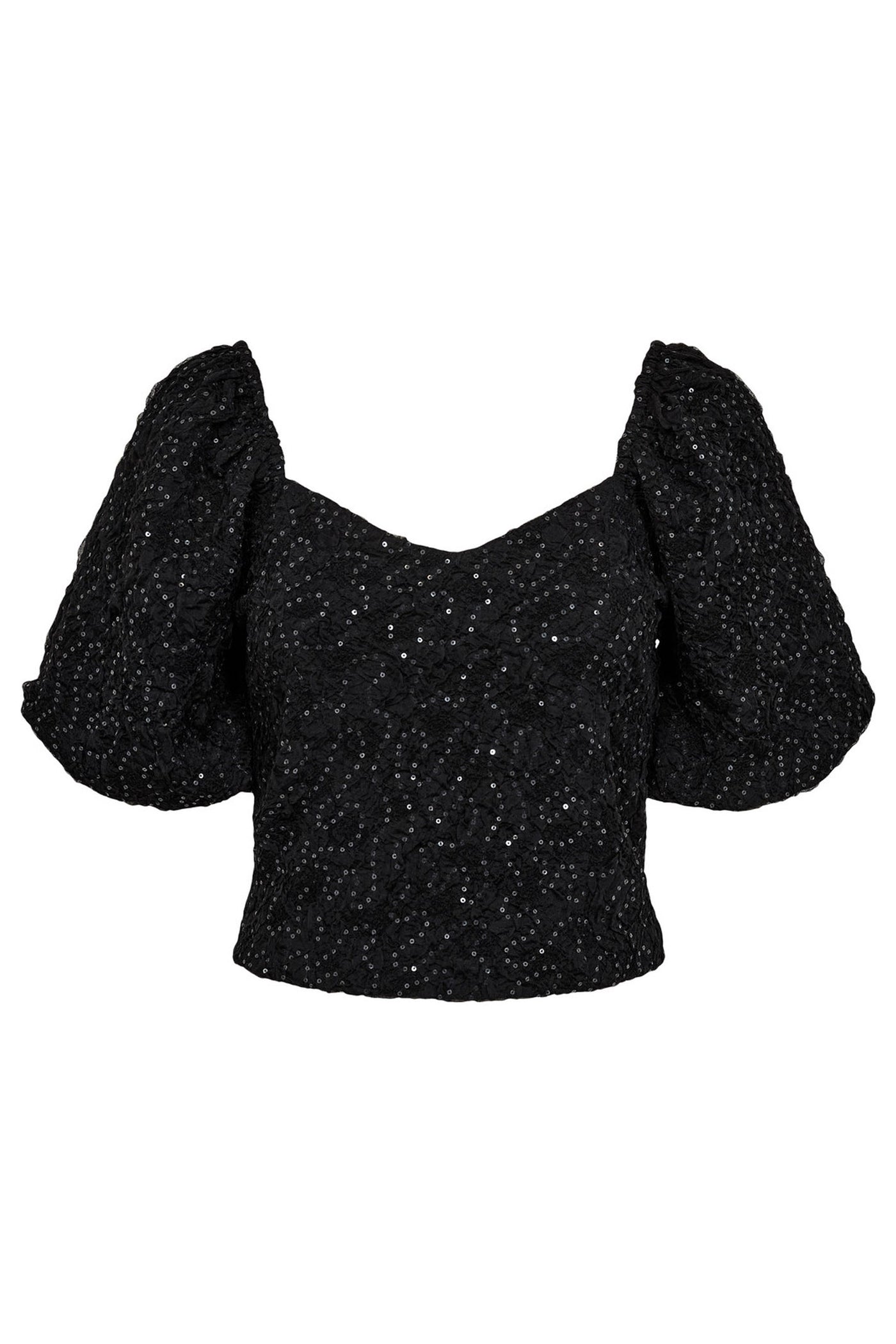 Dazzy Crease Sequin Top Black - HL10379