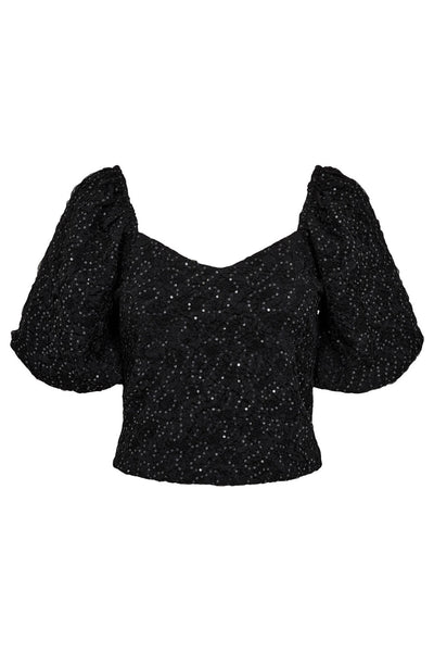 Dazzy Crease Sequin Top Black - HL10379 Thumbnail