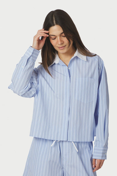 Delfia Stripe Shirt Light Blue Stripe - 169224 Thumbnail
