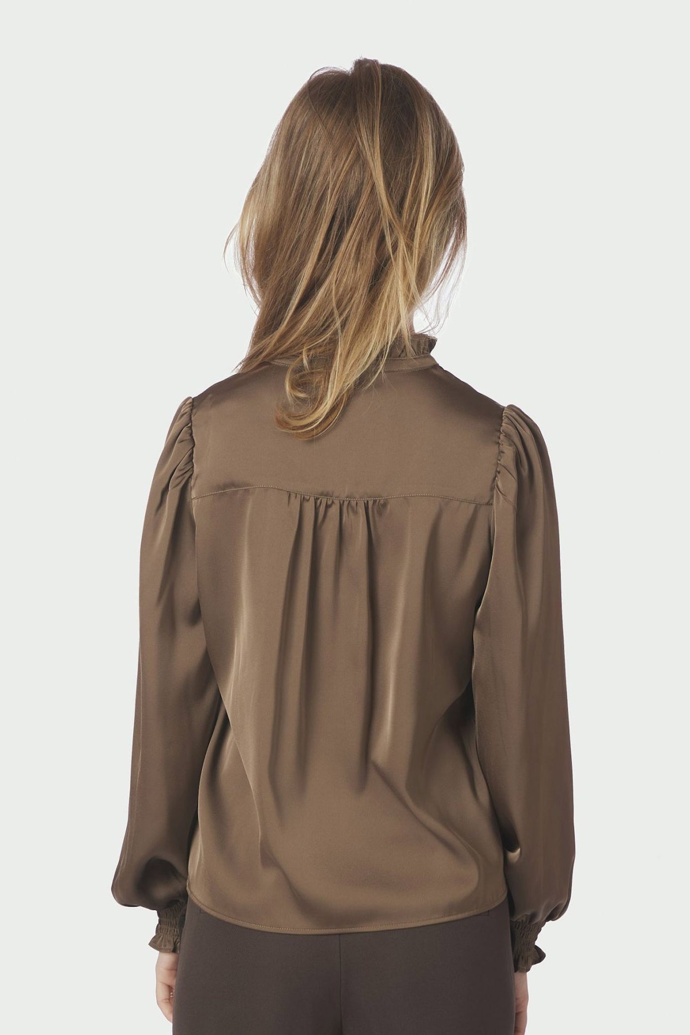 Delsie Drapy Sateen Blouse Dusty Brown - 167479
