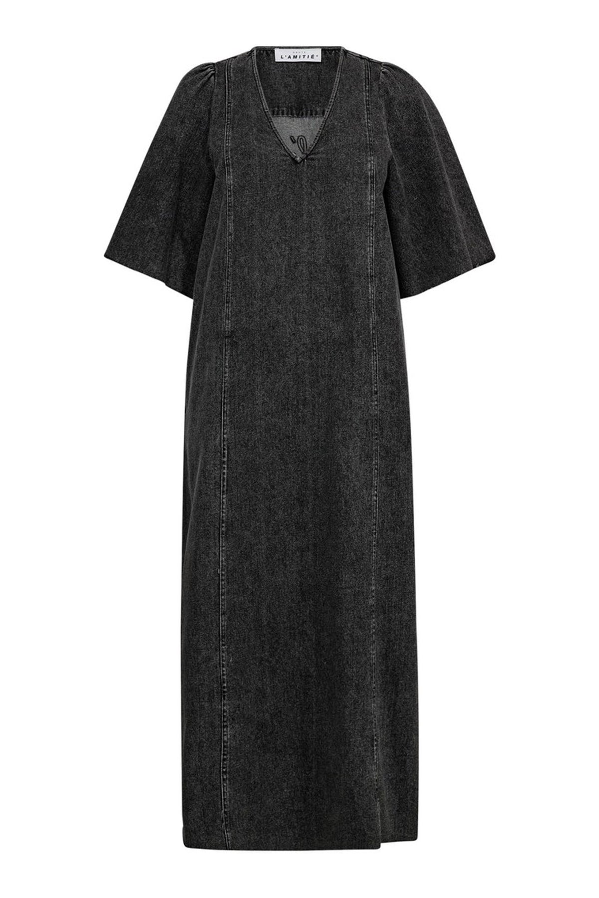 Denim Raw Hem Dress Black Washed black - HL10357