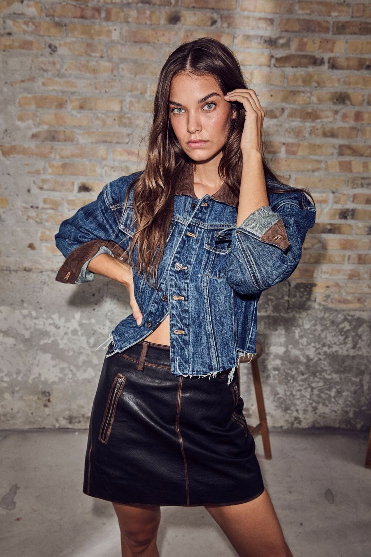 Denize Crop Denim Jacket Denim blue - HL10440