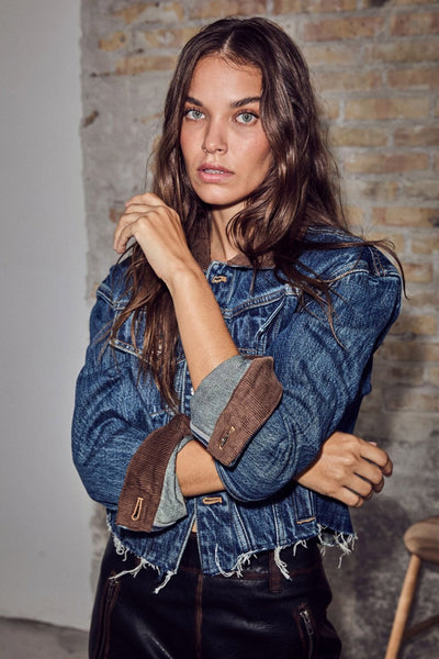 Denize Crop Denim Jacket Denim blue - HL10440 Thumbnail