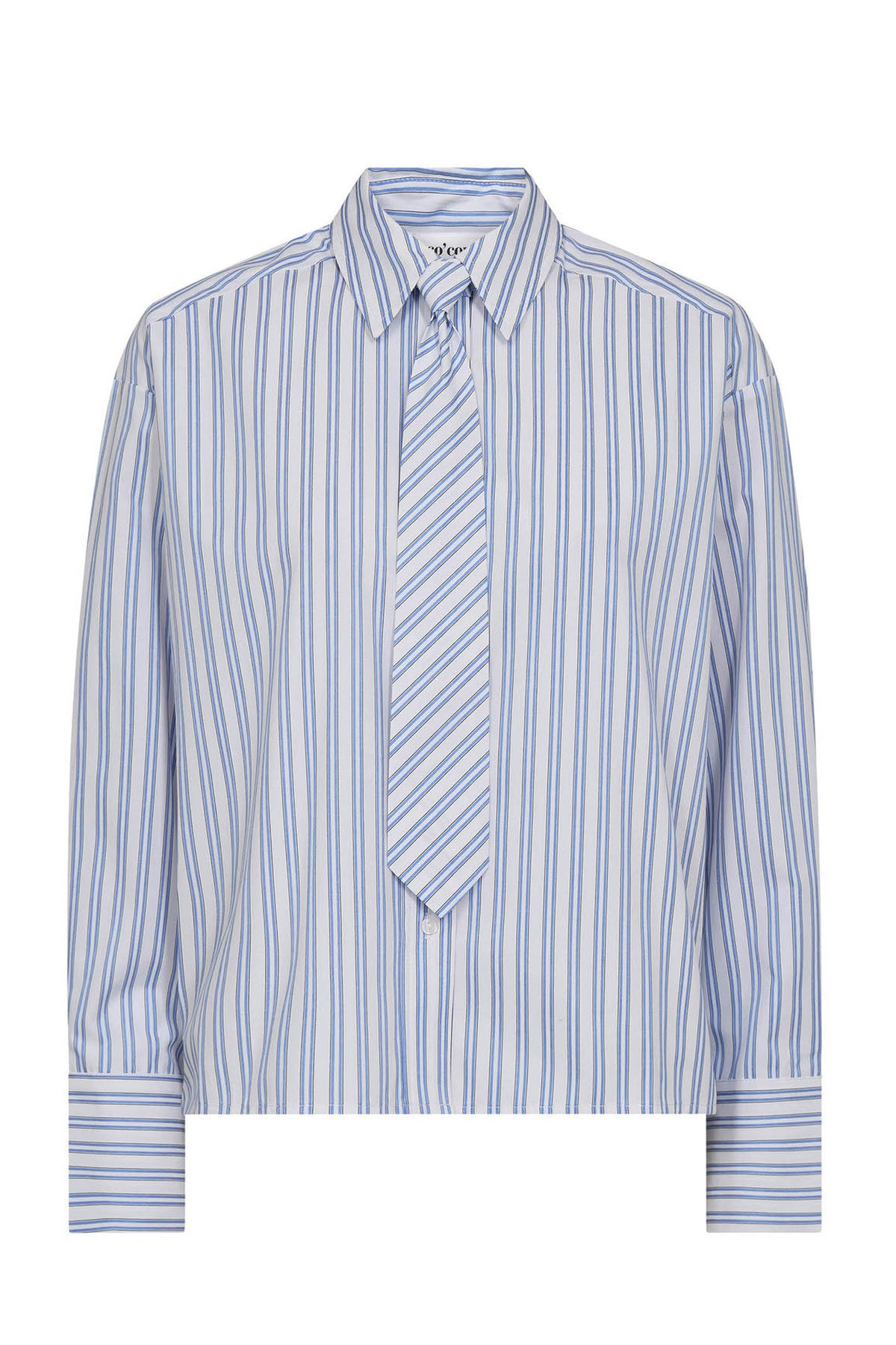 DevinCC Stripe Tie Shirt 17-Blue - 45018