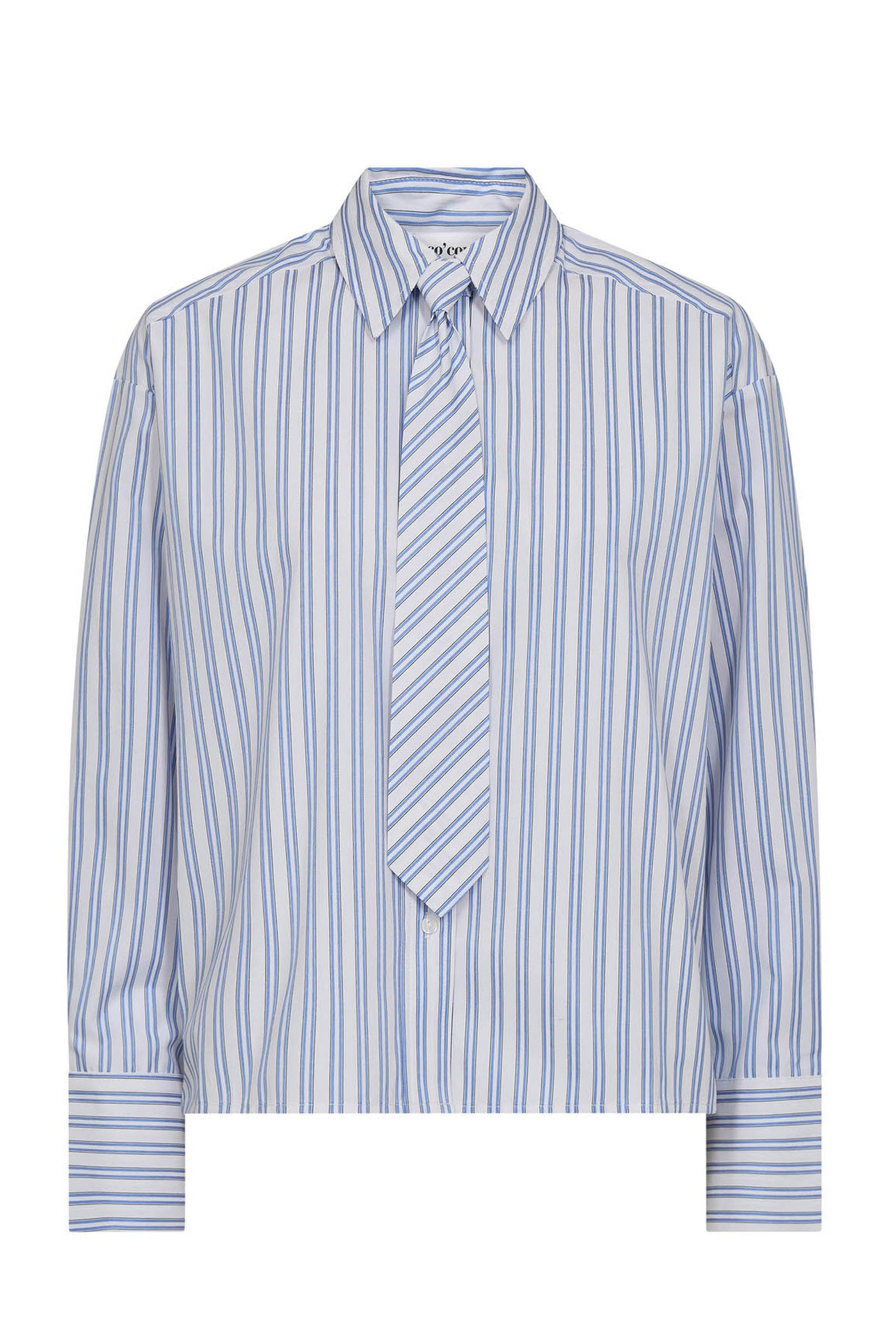 DevinCC Stripe Tie Shirt 17-Blue - 45018