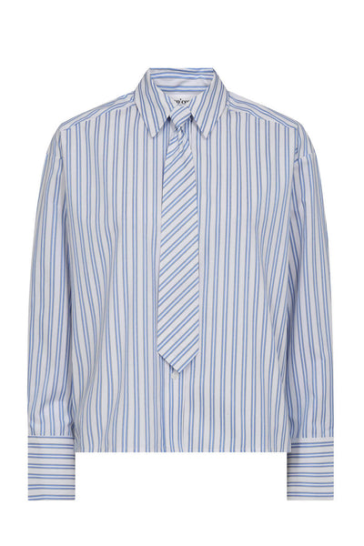 DevinCC Stripe Tie Shirt 17-Blue - 45018 Thumbnail