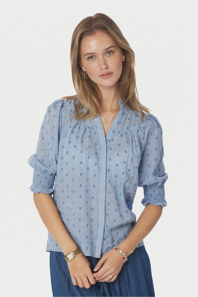 Diana Dobby S Blouse Light Blue - 167750 Thumbnail
