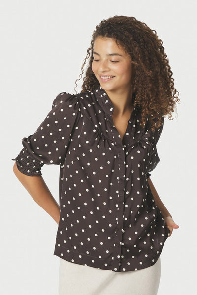 Diana Dot Blouse Dark brown - 168484 Thumbnail