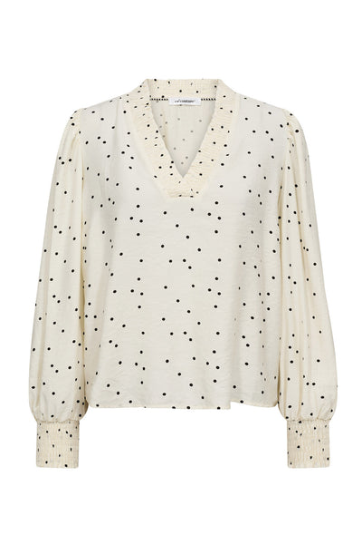 DiemCC Dot V-Blouse 1196-OffWhite-B - 45062 Thumbnail