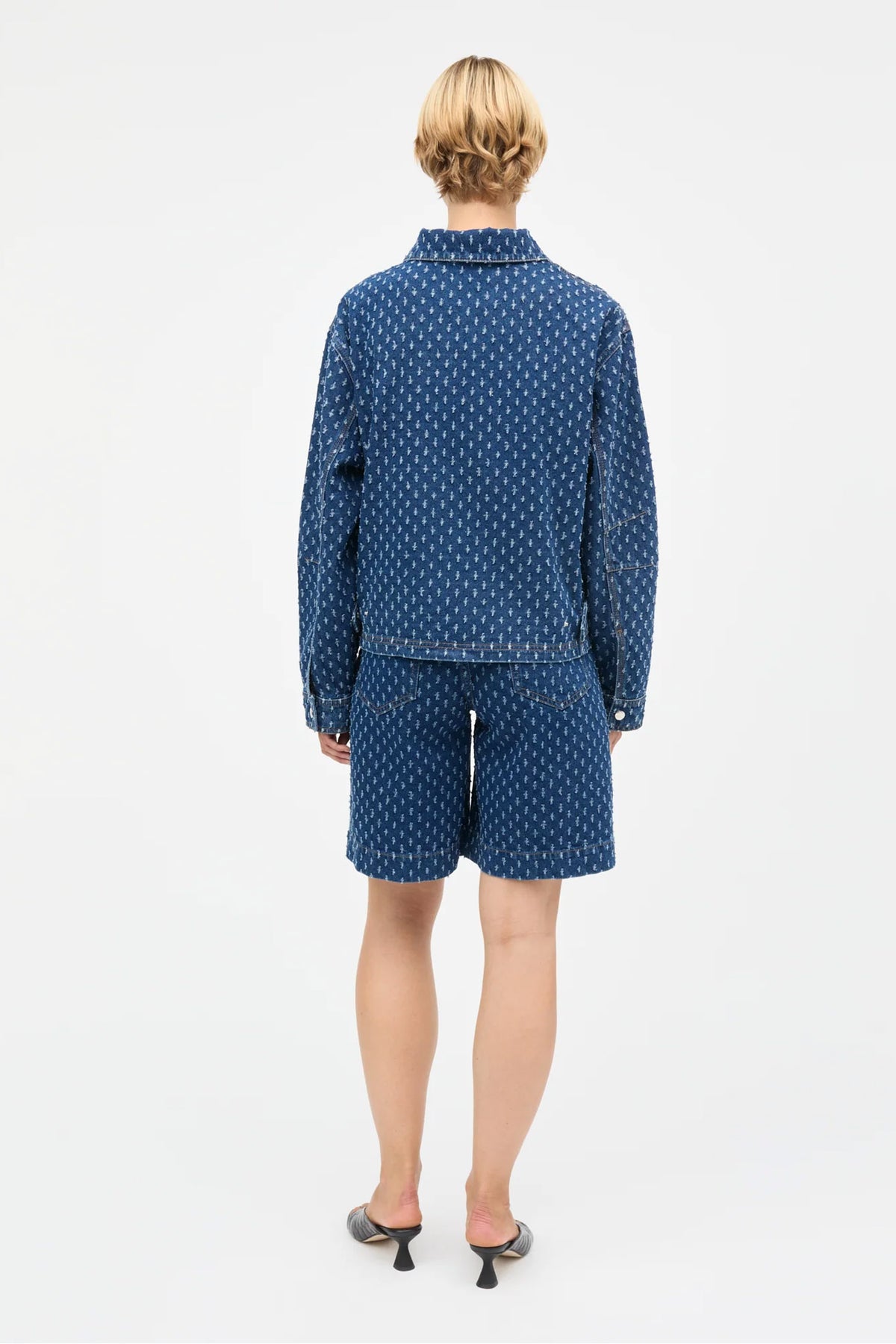 Distres Denim Solar Jacket Mid Blue Denim - 205799
