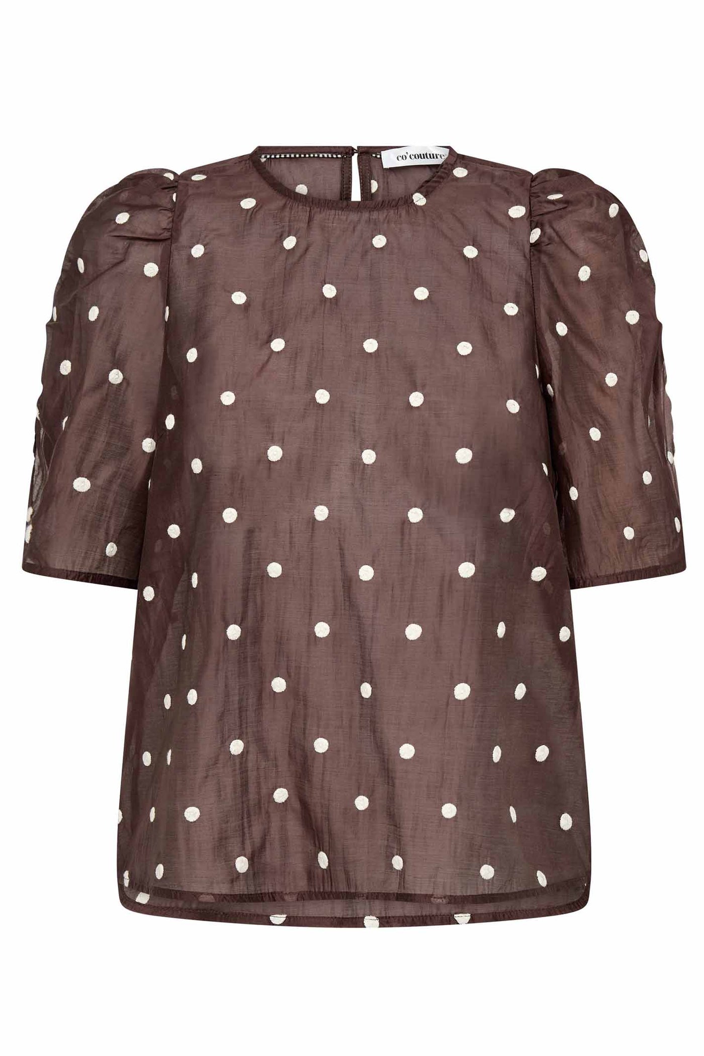 DitaCC Dot SS Blouse 20003-Dark Brown - 500043