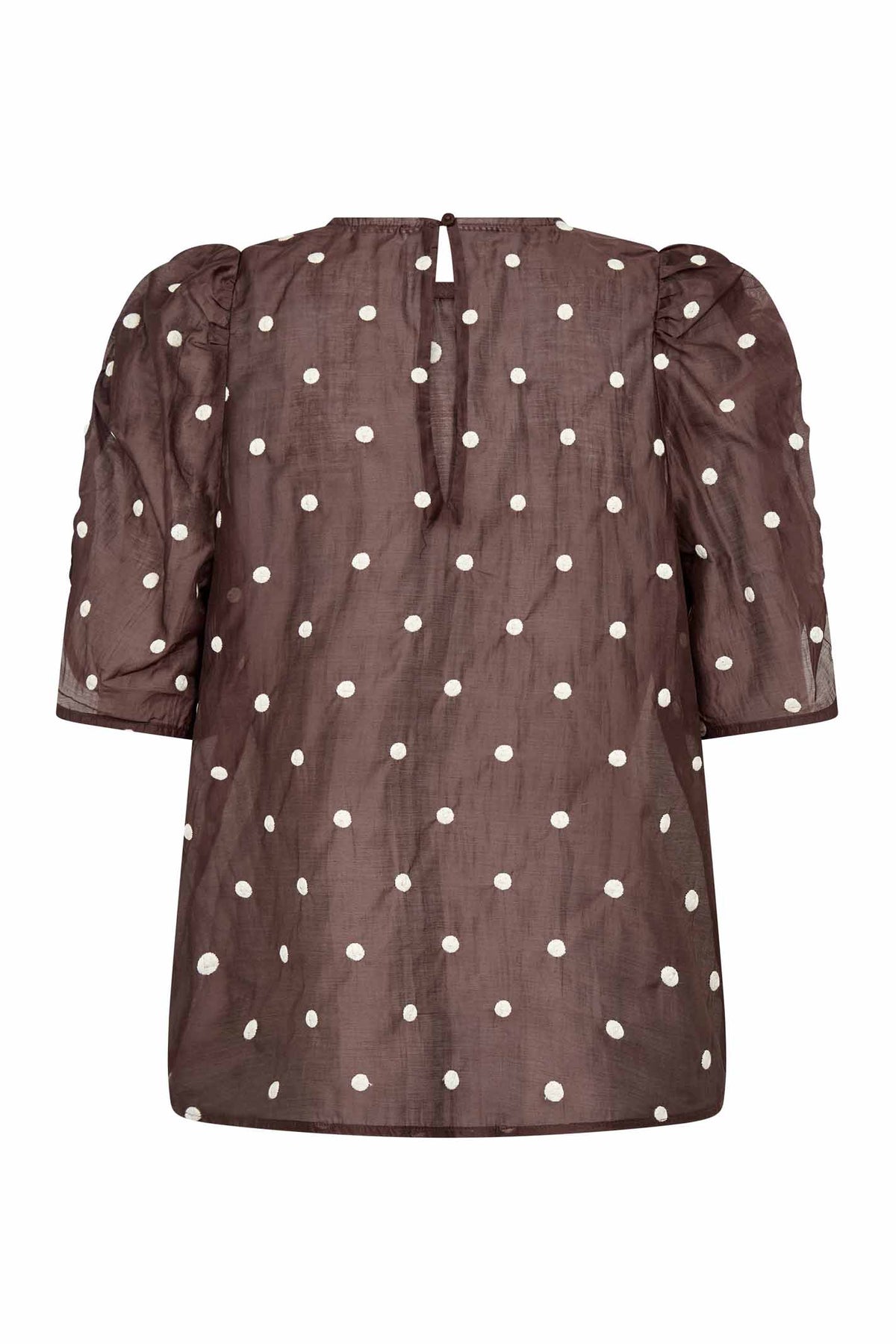 DitaCC Dot SS Blouse 20003-Dark Brown - 500043