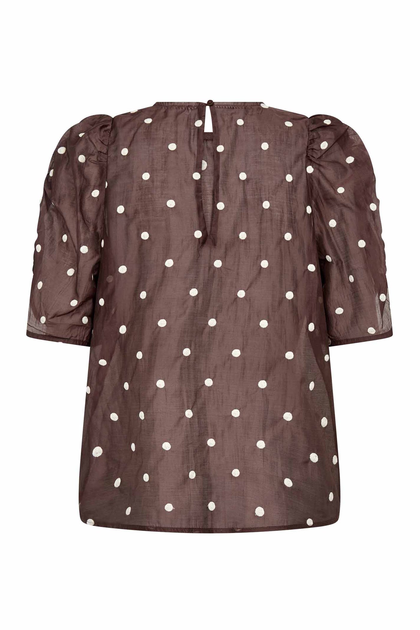 DitaCC Dot SS Blouse 20003-Dark Brown - 500043