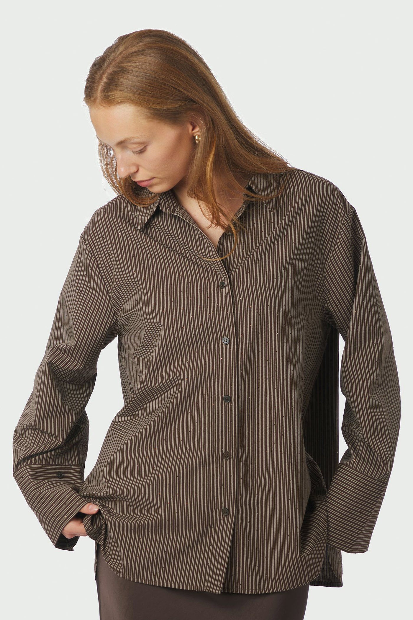Dita Striped Line Shirt Dark brown - 166888