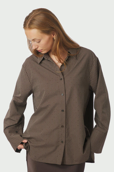 Dita Striped Line Shirt Dark brown - 166888 Thumbnail