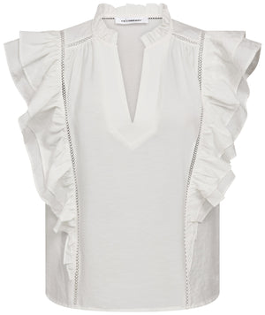 CallumCC Lace Frill V-Top 4000-White - 45172