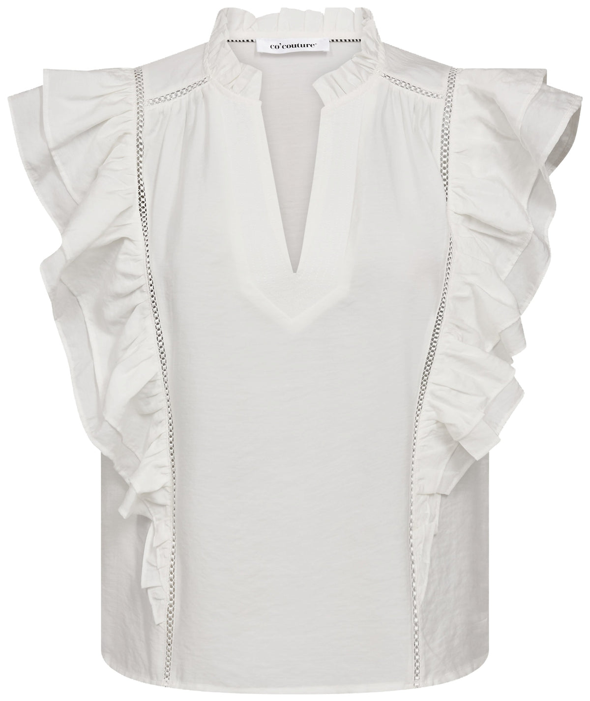 CallumCC Lace Frill V-Top 4000-White - 45172