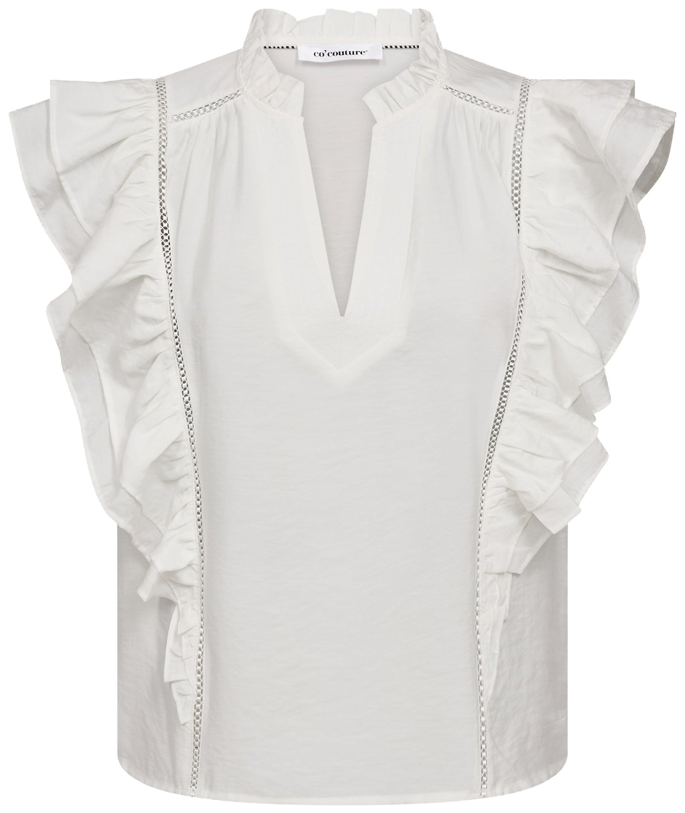 CallumCC Lace Frill V-Top 4000-White - 45172