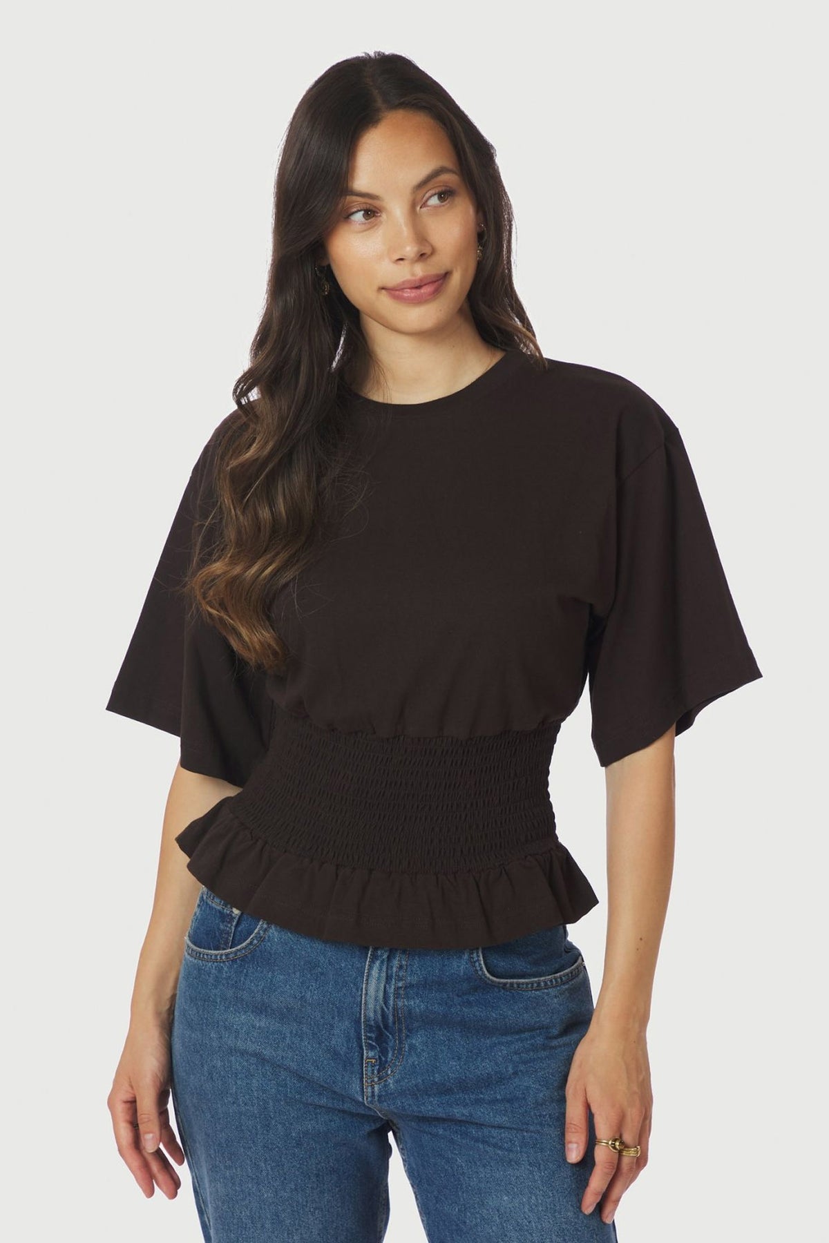Dray Boxy Smock Tee Dark brown - 165720