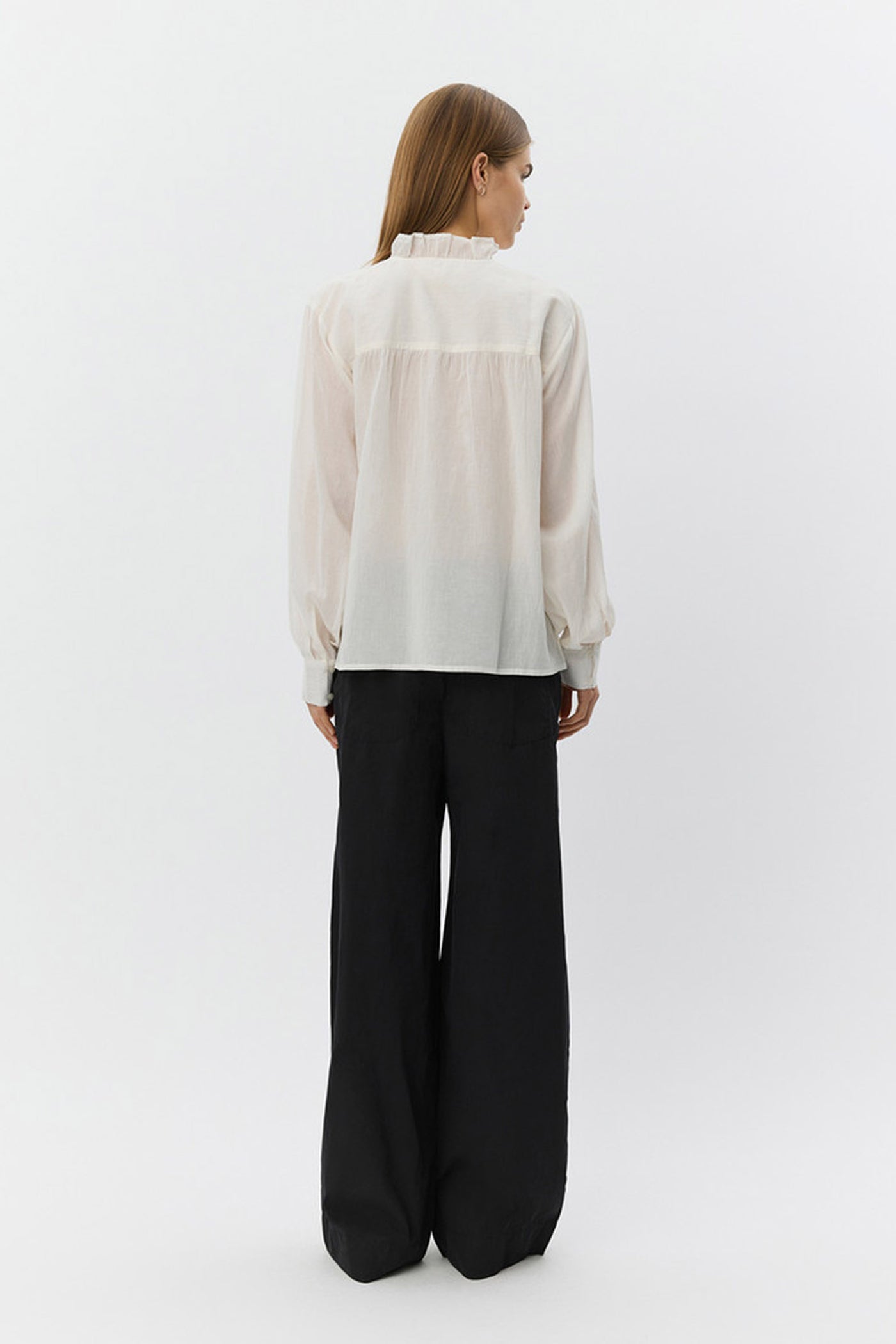 EDNASW FRILLED PLACKET SHIRT 0103 Off white - S261220