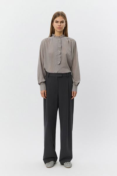 EDNASW FRILLED PLACKET SHIRT 8052 Stone Grey - S261220 Thumbnail