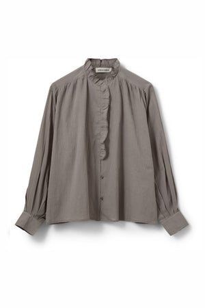 EDNASW FRILLED PLACKET SHIRT 8052 Stone Grey - S261220
