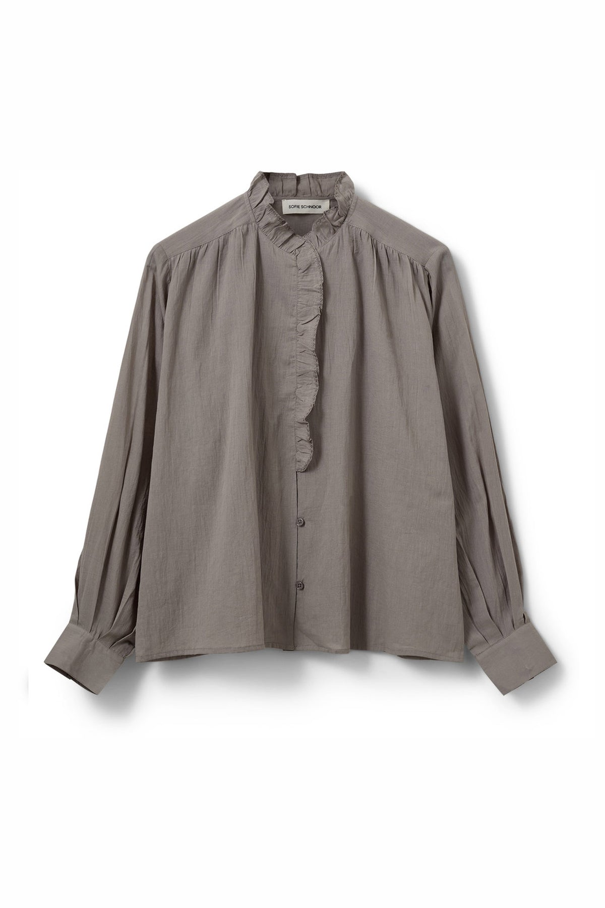 EDNASW FRILLED PLACKET SHIRT 8052 Stone Grey - S261220
