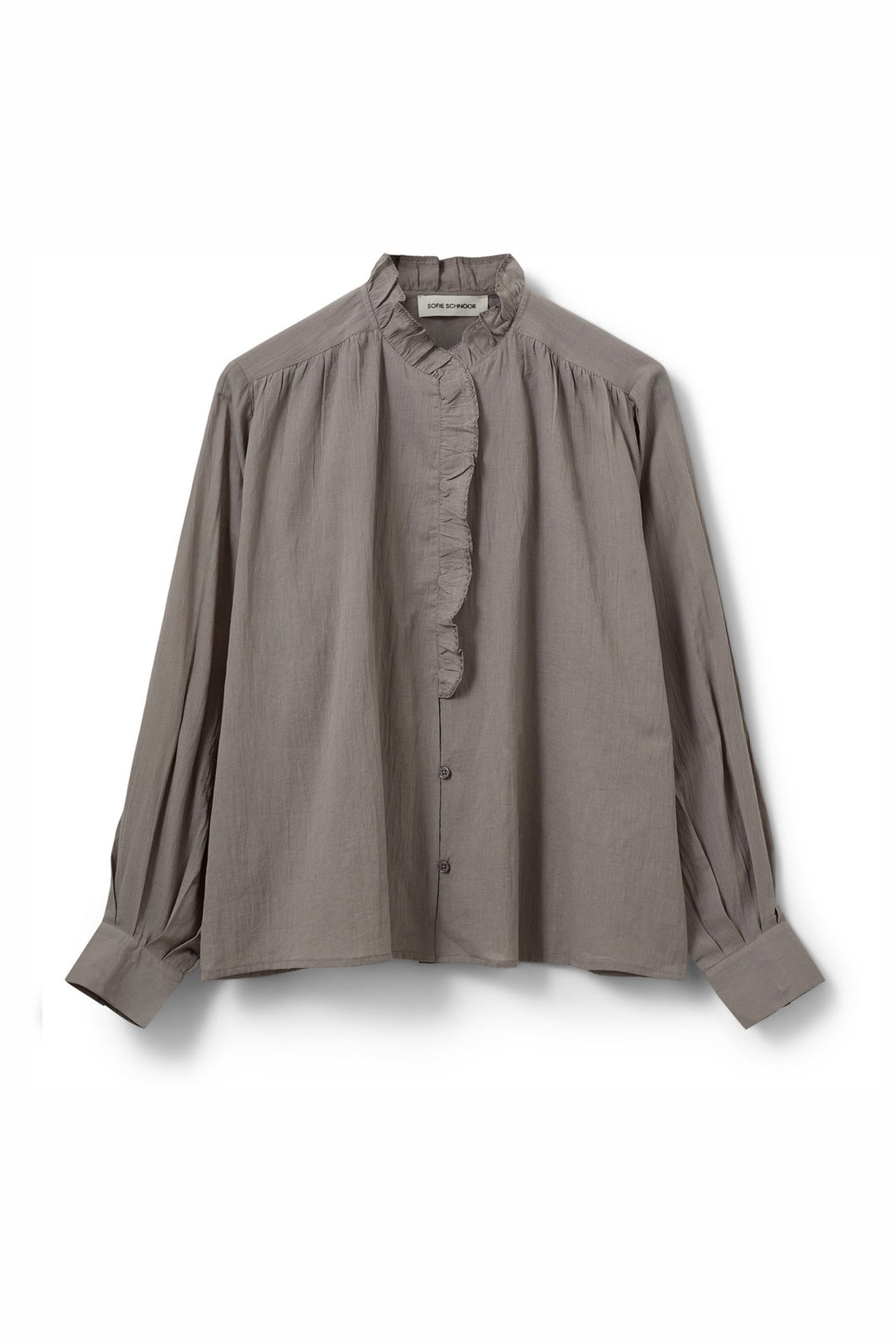 EDNASW FRILLED PLACKET SHIRT 8052 Stone Grey - S261220