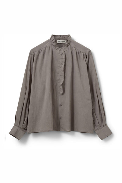 EDNASW FRILLED PLACKET SHIRT 8052 Stone Grey - S261220 Thumbnail