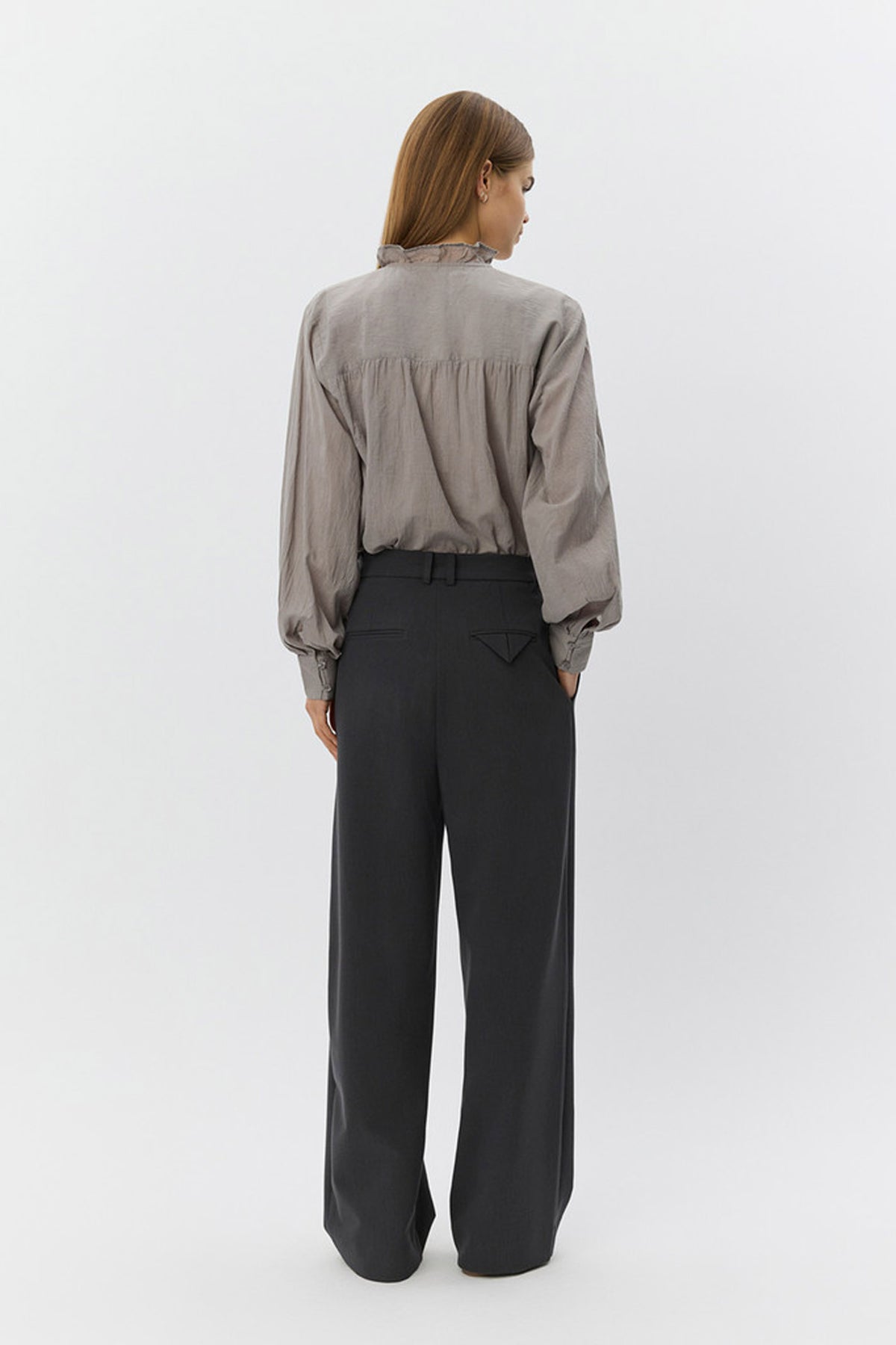 EDNASW FRILLED PLACKET SHIRT 8052 Stone Grey - S261220
