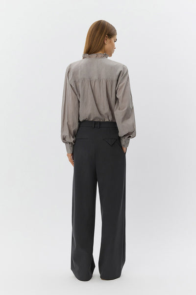 EDNASW FRILLED PLACKET SHIRT 8052 Stone Grey - S261220 Thumbnail