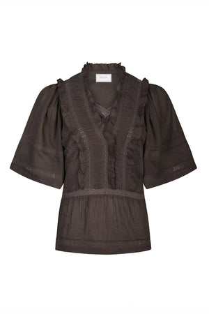 EVIENNE S VOILE 161856 BLUSER Dark brown - EVIENNE S VOILE 161856
