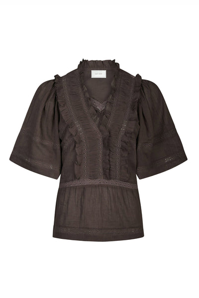 EVIENNE S VOILE 161856 BLUSER Dark brown - EVIENNE S VOILE 161856 Thumbnail