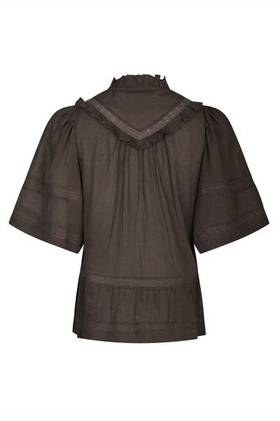 EVIENNE S VOILE 161856 BLUSER Dark brown - EVIENNE S VOILE 161856 Thumbnail