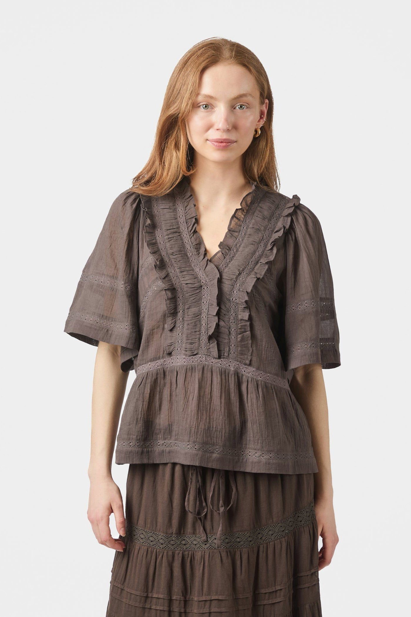 EVIENNE S VOILE 161856 BLUSER Dark brown - EVIENNE S VOILE 161856