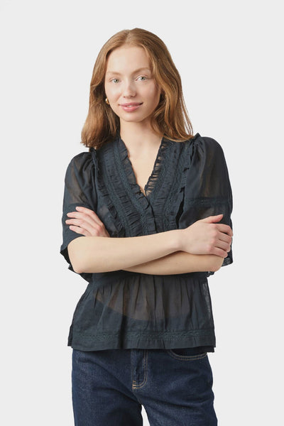 EVIENNE S VOILE 161856 BLUSER Navy - EVIENNE S VOILE 161856 Thumbnail
