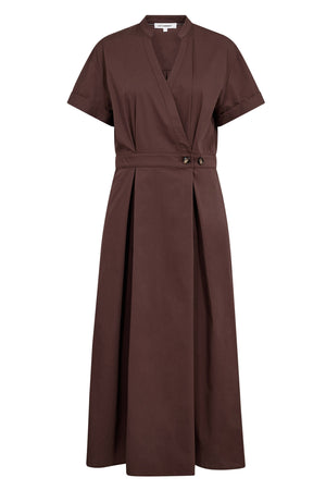 ElaraCC Wrap SS Dress 145-Dark Brown - 46112