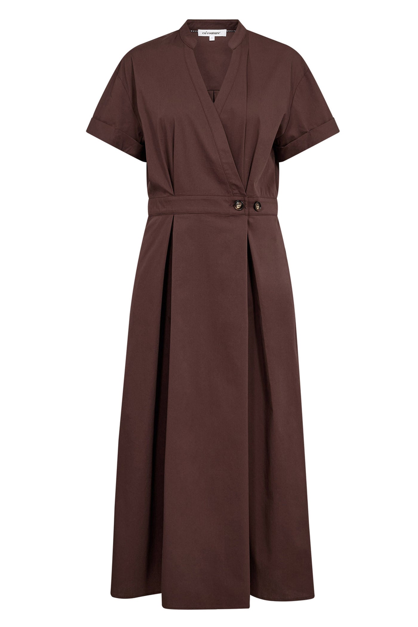 ElaraCC Wrap SS Dress 145-Dark Brown - 46112