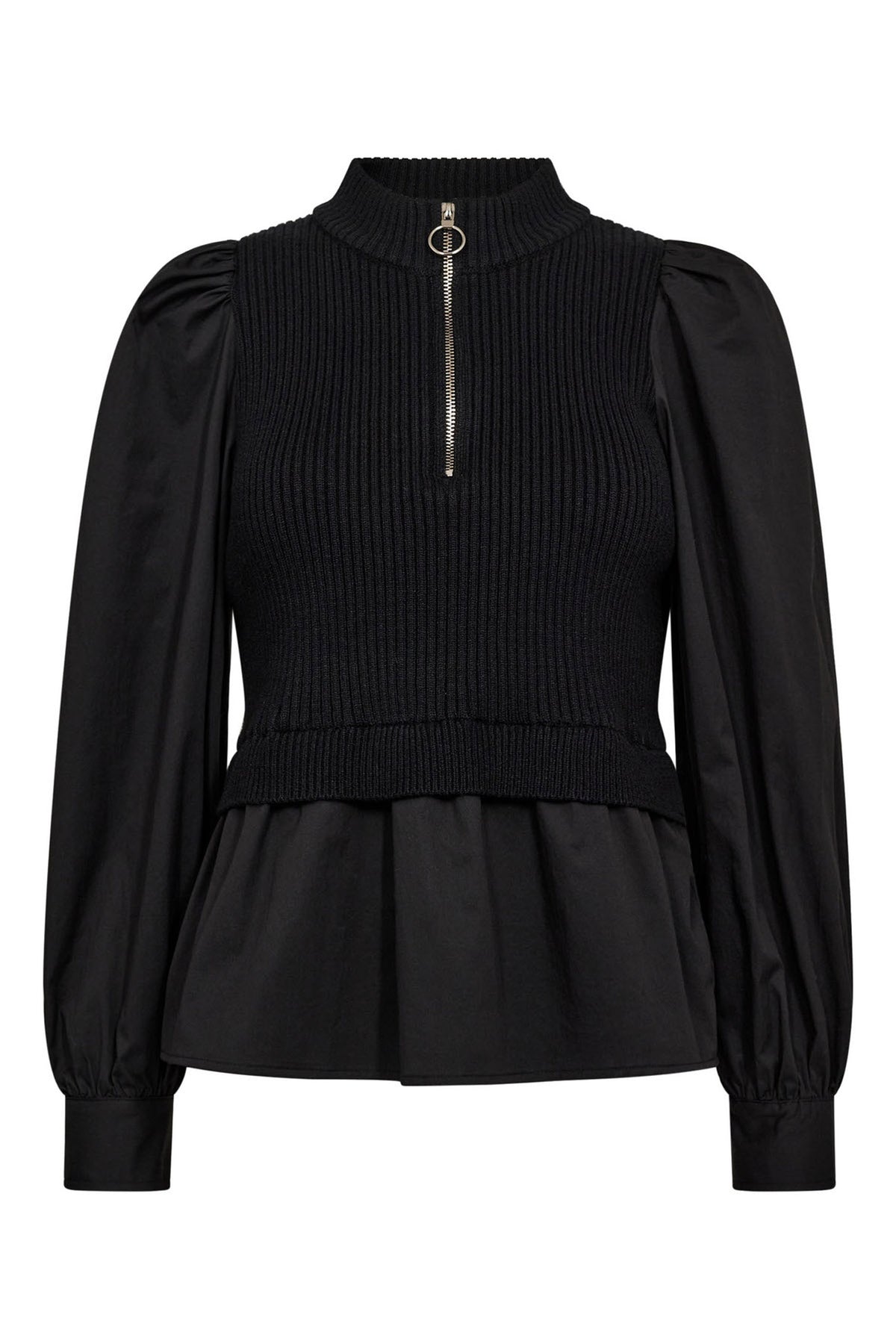 ElisabethCC Mix Zip Knit 96-Black - 32192