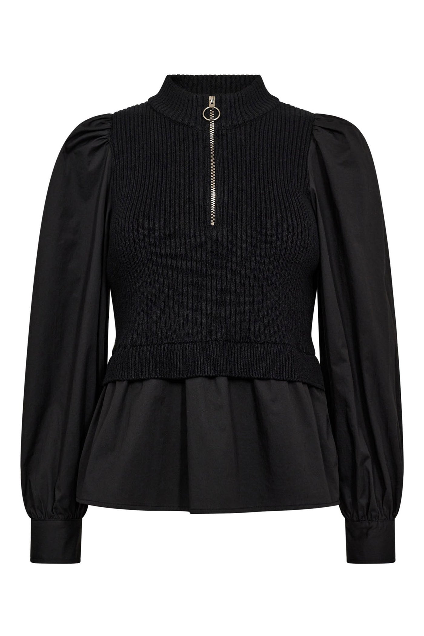 ElisabethCC Mix Zip Knit 96-Black - 32192