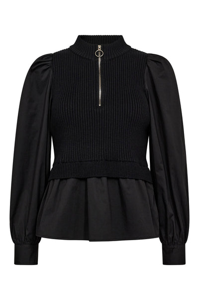 ElisabethCC Mix Zip Knit 96-Black - 32192 Thumbnail