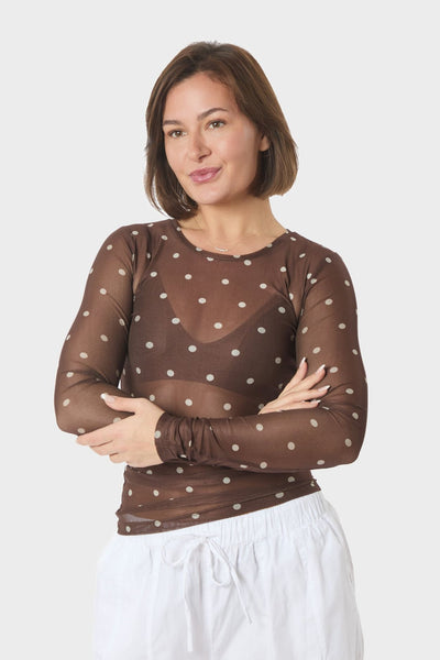 Ella Dot Blouse Brown - 168270 Thumbnail