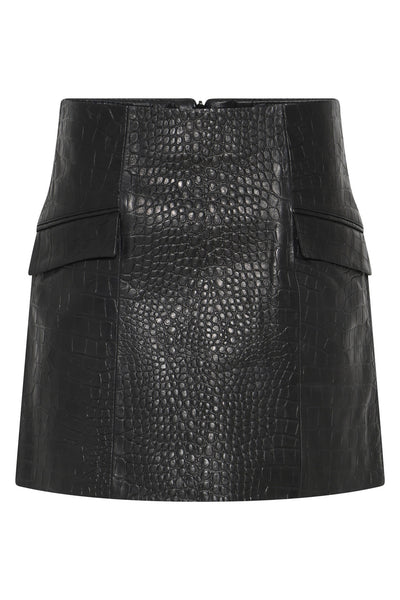 EmbossedBBSiana leather skirt Black - BBW4686 Thumbnail