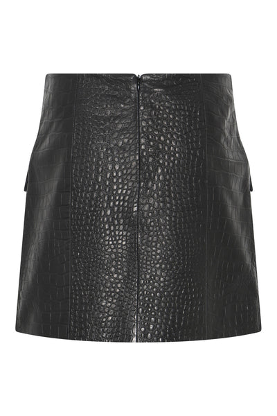 EmbossedBBSiana leather skirt Black - BBW4686 Thumbnail