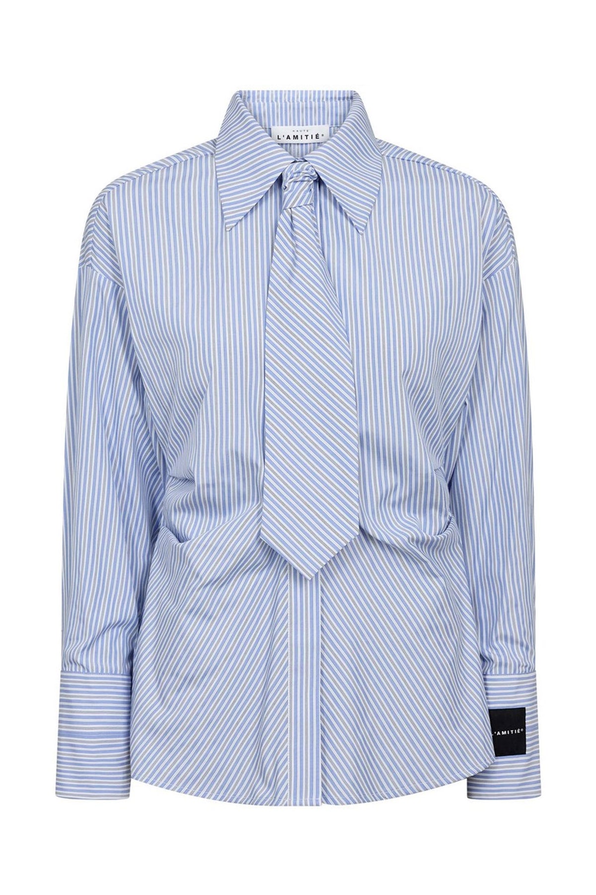 Emma Tie Stripe Shirt Pale Blue - HL10667