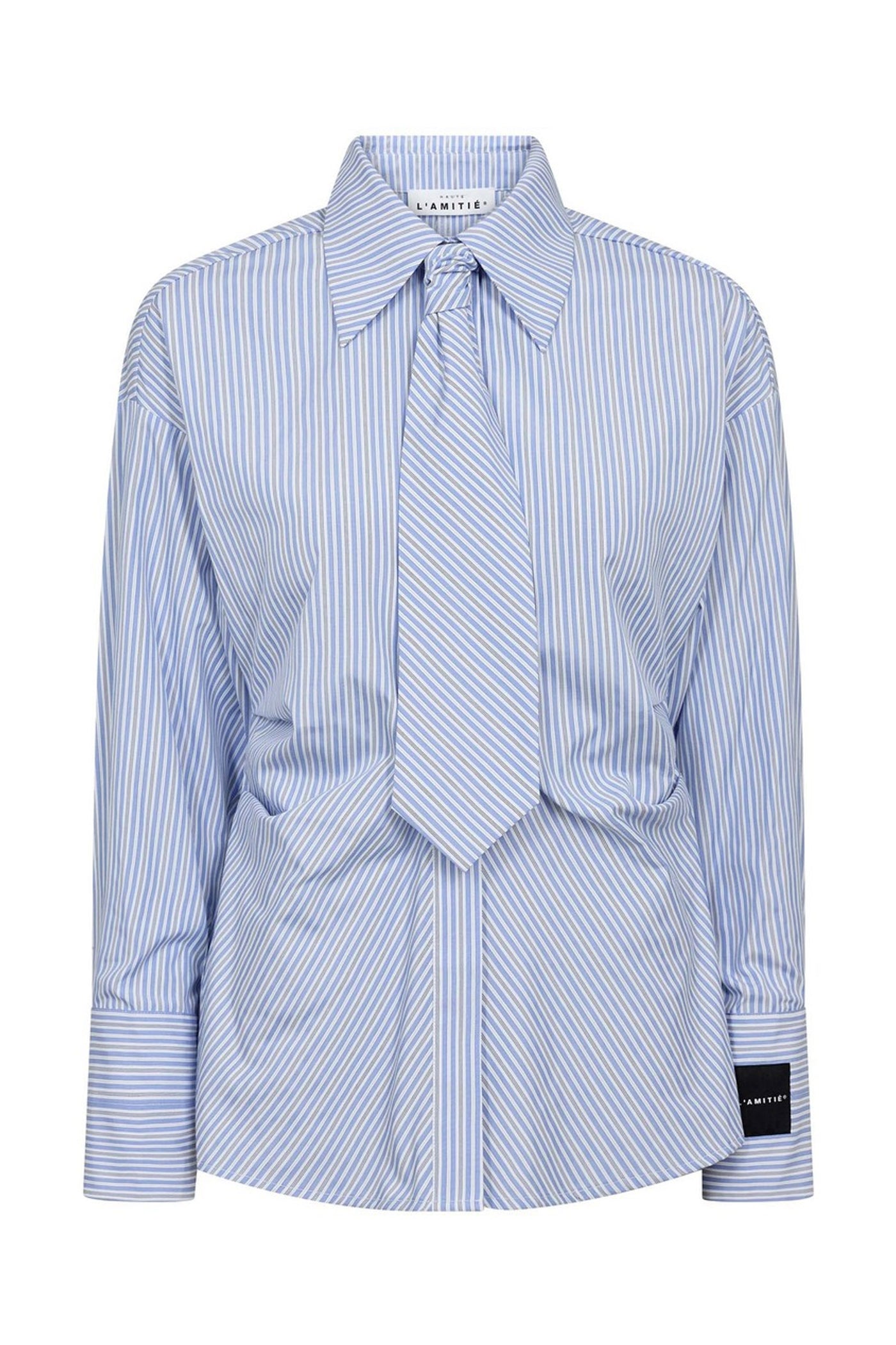 Emma Tie Stripe Shirt Pale Blue - HL10667