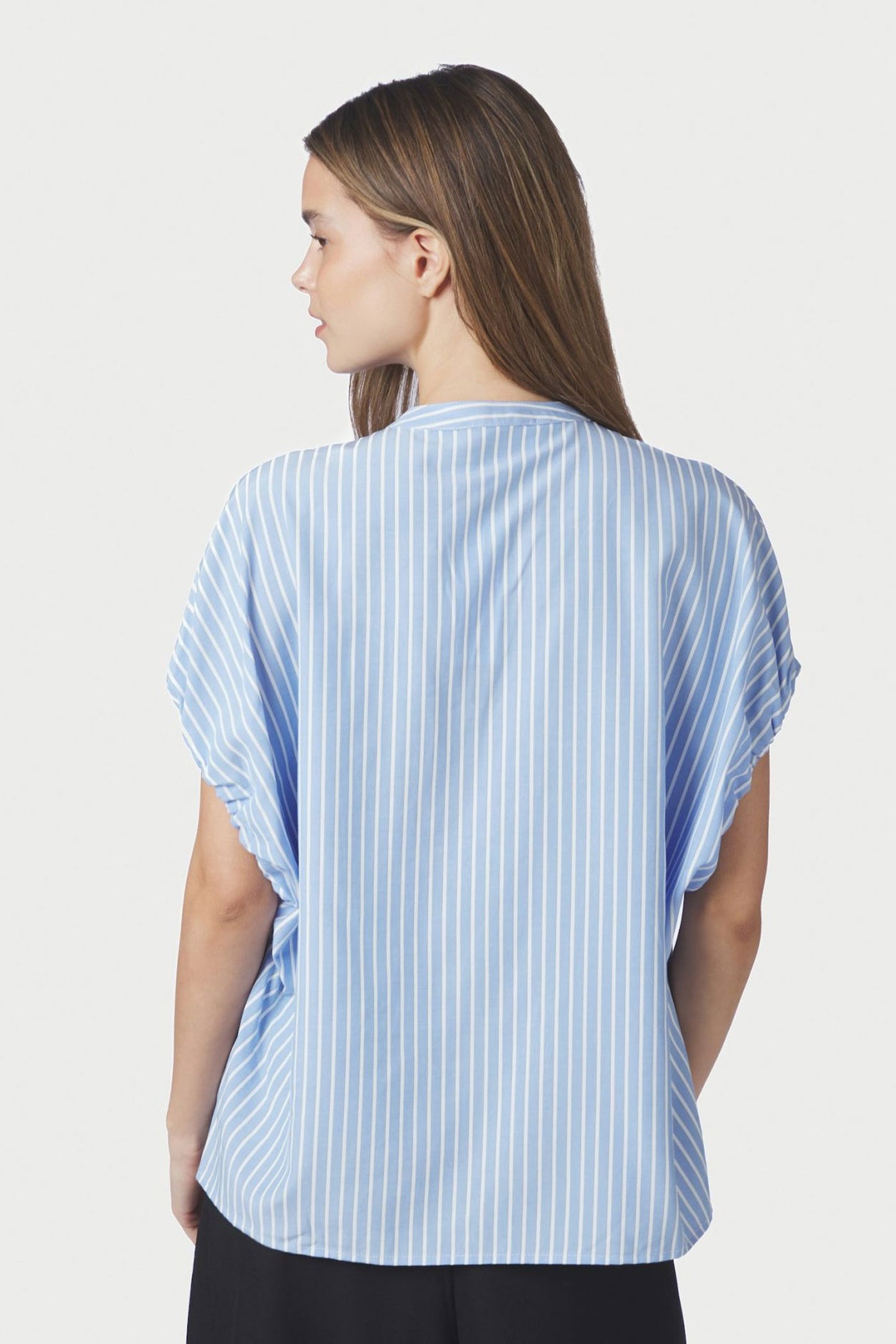 Englana Stripe Blouse Light Blue - 166460